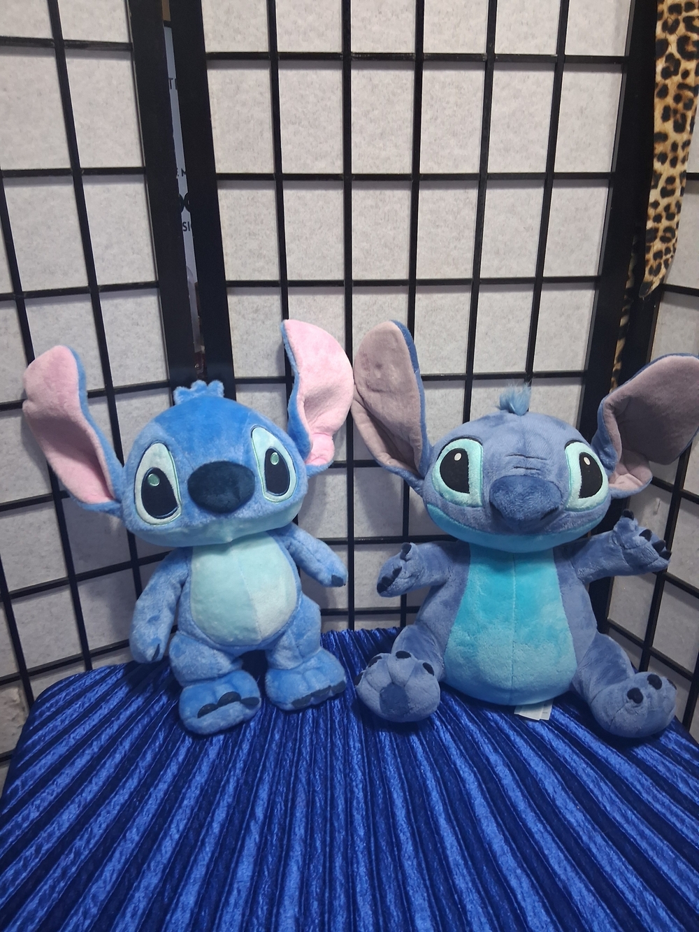 Disney Blue Stitch Plush Pair with Pink Ear Accents